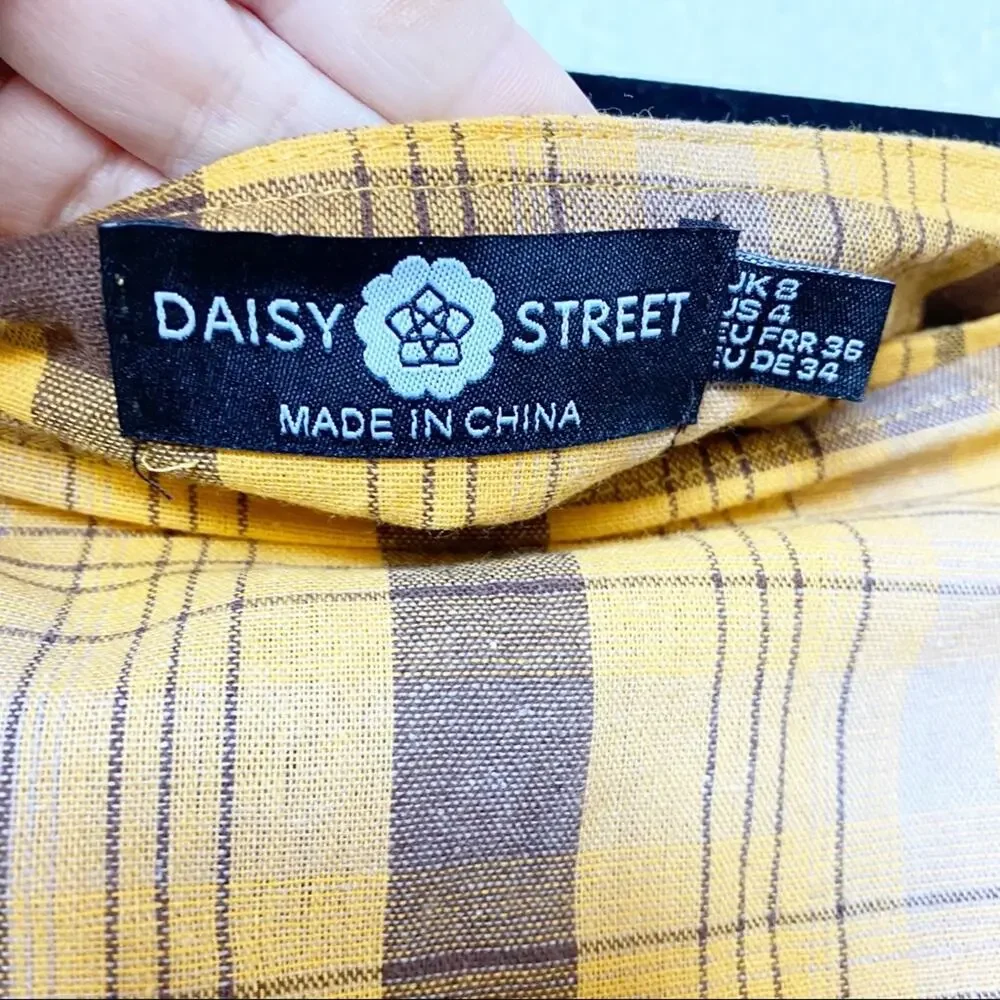 Daisy Street Yellow Plaid Wrap Front Skirt Size 4